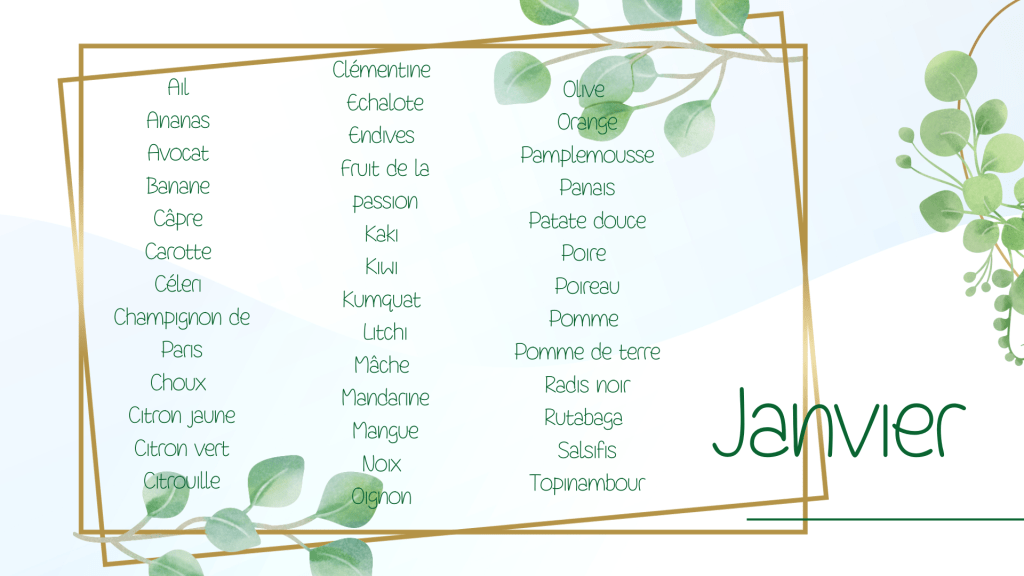 calendrier fruits t légumes de janvier